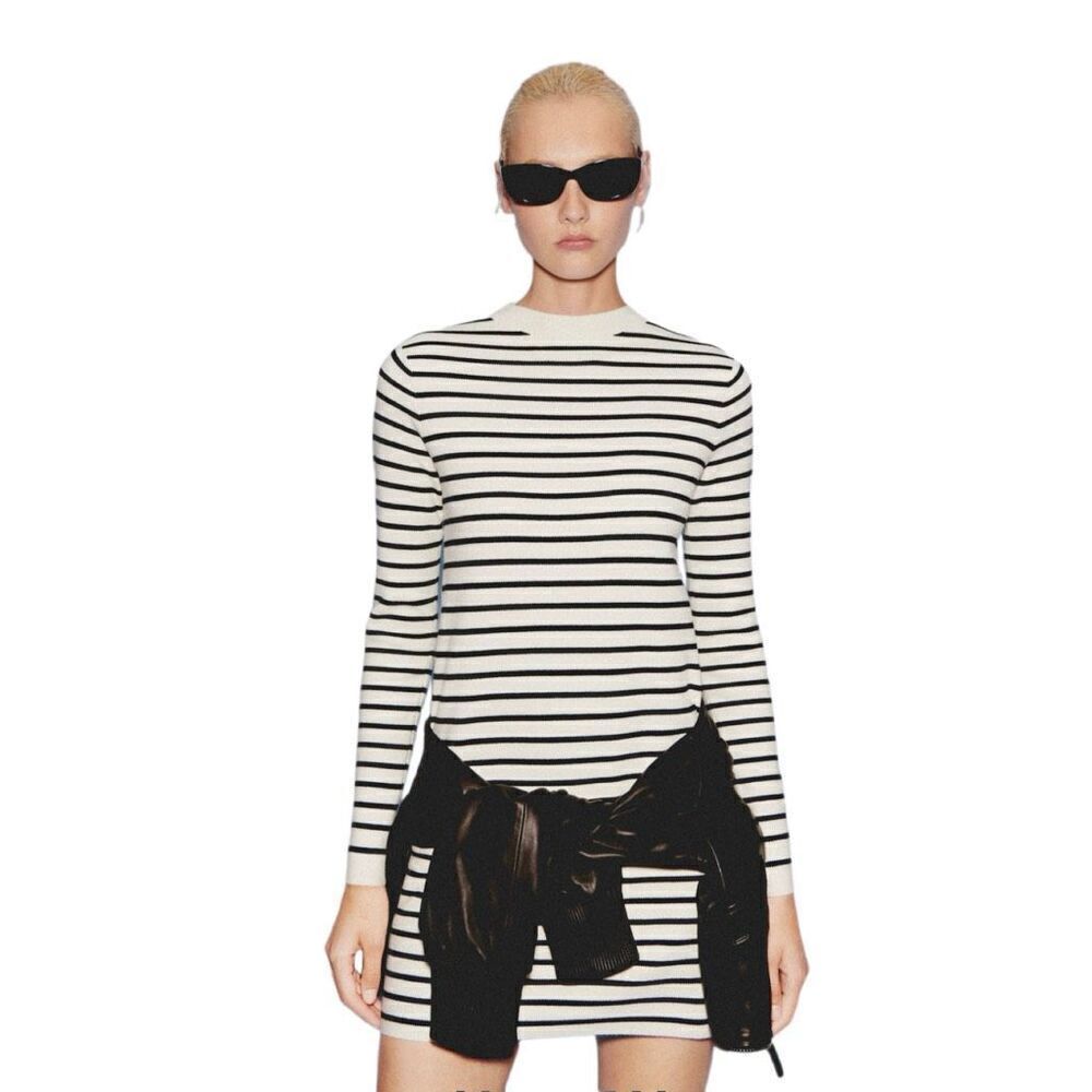 MNG by Mango Striped Sweater Dress Sz M